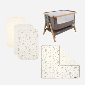 Tutti Bambini CoZee Bedside Crib - Oak and Charcoal - Cocoon Starter Pack & Protector