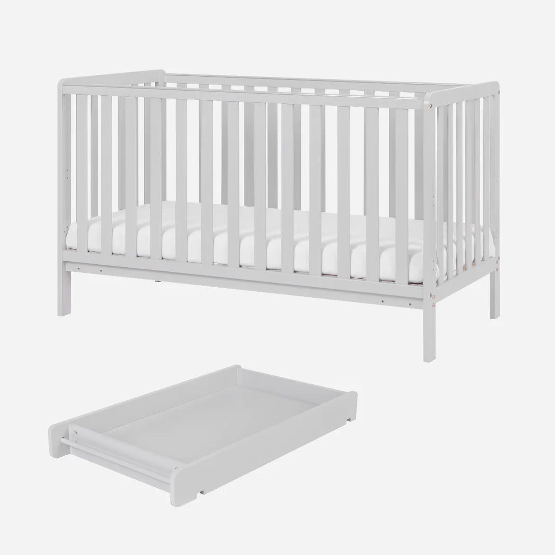 Tutti Bambini Malmo Cot Bed with Cot Top Changer & Mattress - Dove Grey