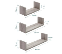 Tutti Bambini Modena Set of Three U-Shaped Wall Shelves - Grey Ash