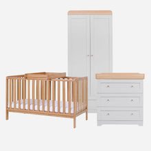 Tutti Bambini Oak Malmo Cot Bed with Rio Furniture 3-Piece Set - Dove Grey / Oak