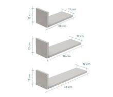 Tutti Bambini Rio Set of Three L-Shaped Wall Shelves - Dove Grey