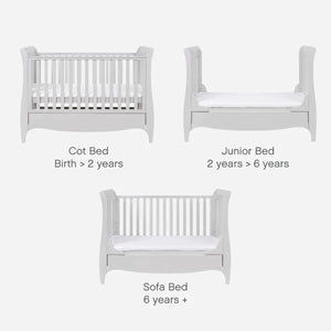 Tutti Bambini Roma Sleigh Cot Bed with Under Bed Drawer - Dove Grey - out of stock