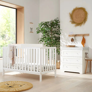 Tutti Bambini White Malmo Cot Bed with Rio Furniture 2-Piece Set White / Dove Grey