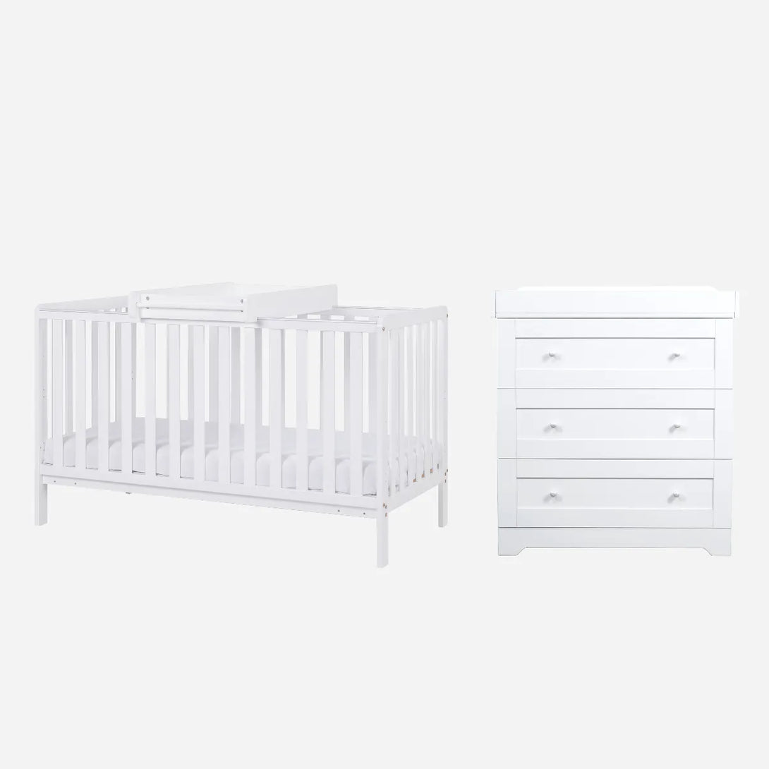 Tutti Bambini White Malmo Cot Bed with Rio Furniture 2-Piece Set White