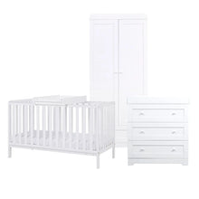 Tutti Bambini Malmo 6pc Bundle - Cot Bed / CTC/ SI70/ CC/ WR/ Shelves - White