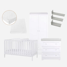 Tutti Bambini Malmo 6pc Bundle - Cot Bed / CTC/ SI70/ CC/ WR/ Shelves - Dove Grey/White