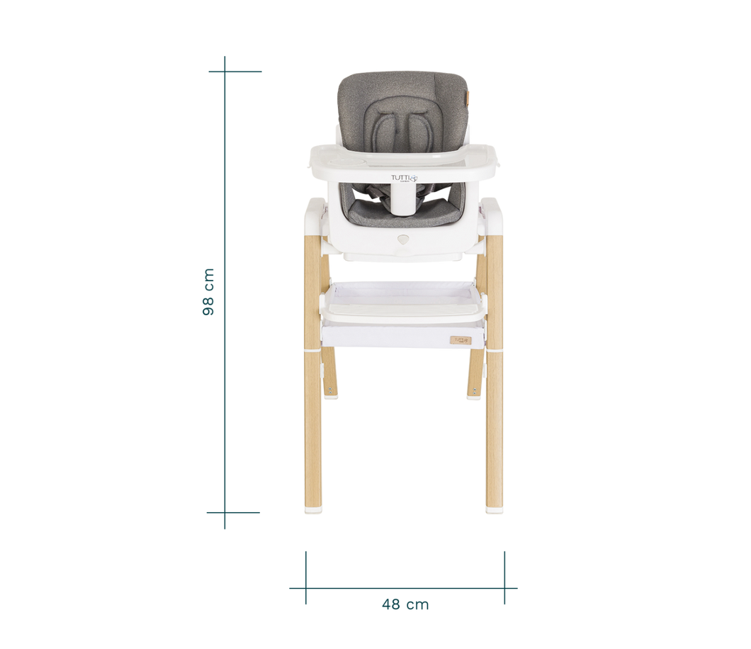 Tutti Bambini Nova Evolutionary Highchair - Oak/White - Stylish, Safe and Adjustable for Your Growing Child